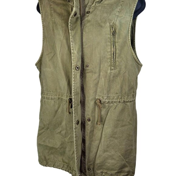 Per Se Army Green Cargo Vest Adjustable Waist Sleeveless Full-Zip Womens Sz Lg - Picture 6 of 10